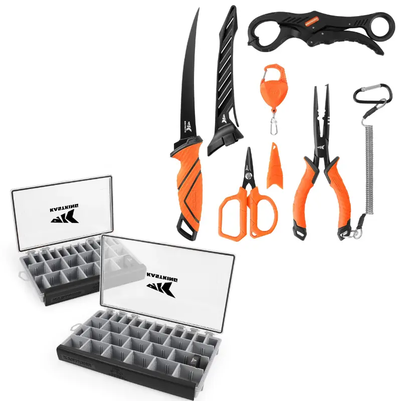 6pc fishing tool kit+3600(2 pack)-Black