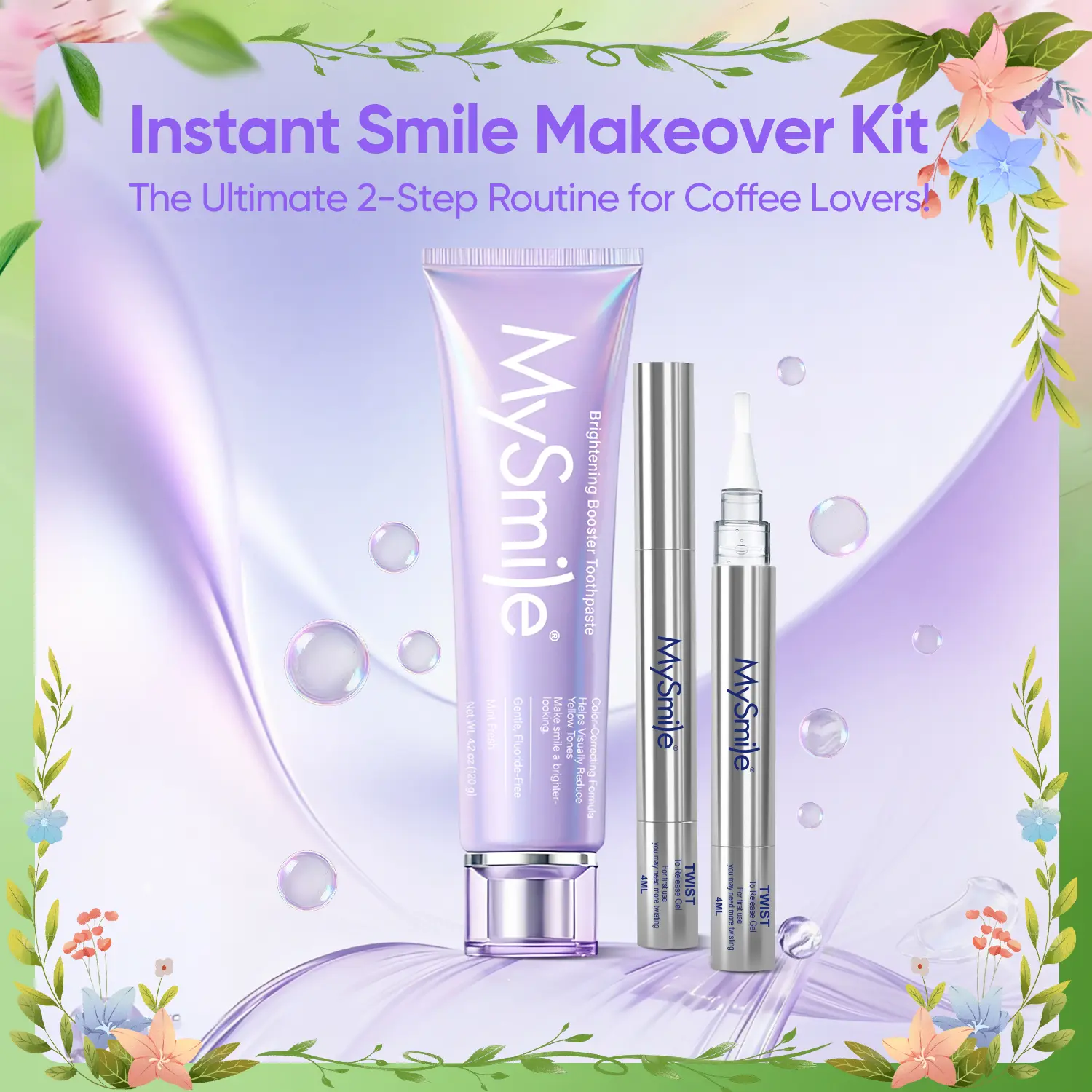 MySmile Smile Perfection DUO ,Purple Teeth Whitening Teethpaste+ Teeth Whitening Pen