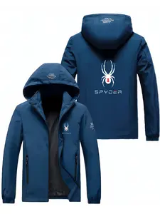 Soft Durable Polyester Fabric, Spider Letter Print, Outdoor Style, Loose Casual Fit, Unisex Spring & Fall Flying Jacket