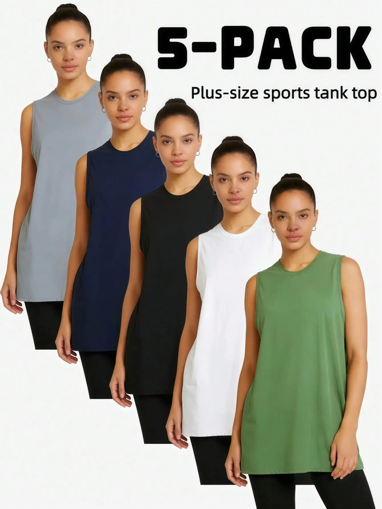 5-Piece Women's Sports Vests, Sporty And Casual Women's Wear, Suitable For Daily Exercise, Running, Cycling