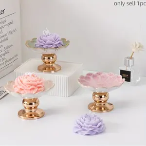 Flower Shaped Ceramic Candle Holder, 3 Counts/set Creative Candle Stand, Decorative Candle Holder for Home Living Room Bedroom Dining Room, Ornaments, Halloween, Flower Design