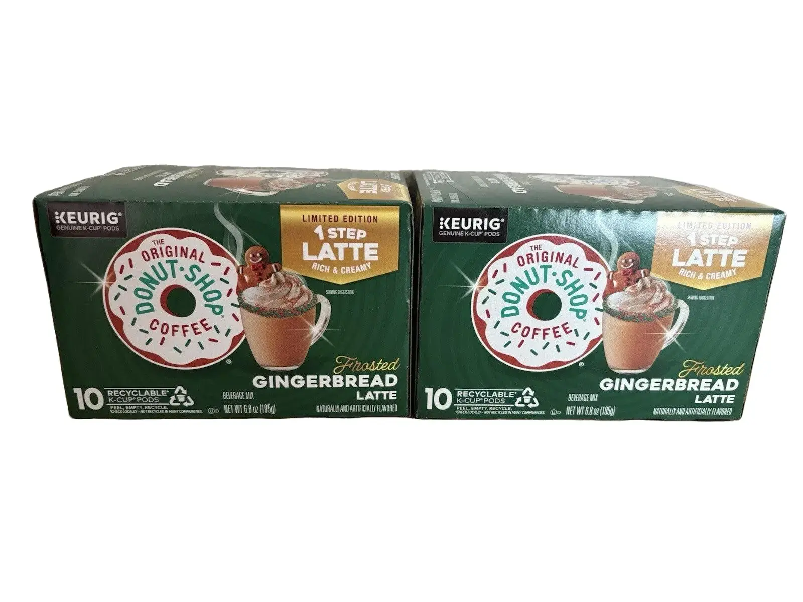 Lot of 2 Limited Edition Donut Shop Frosted Gingerbread Latte K-Cup Pods
