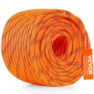VEVOR Dual-Weave Polyester Cord 3/8 inch x 120 feet 48-Strand 4000 LBS Tensile Strength Orange/Black for Arborist & Outdoor Adventures