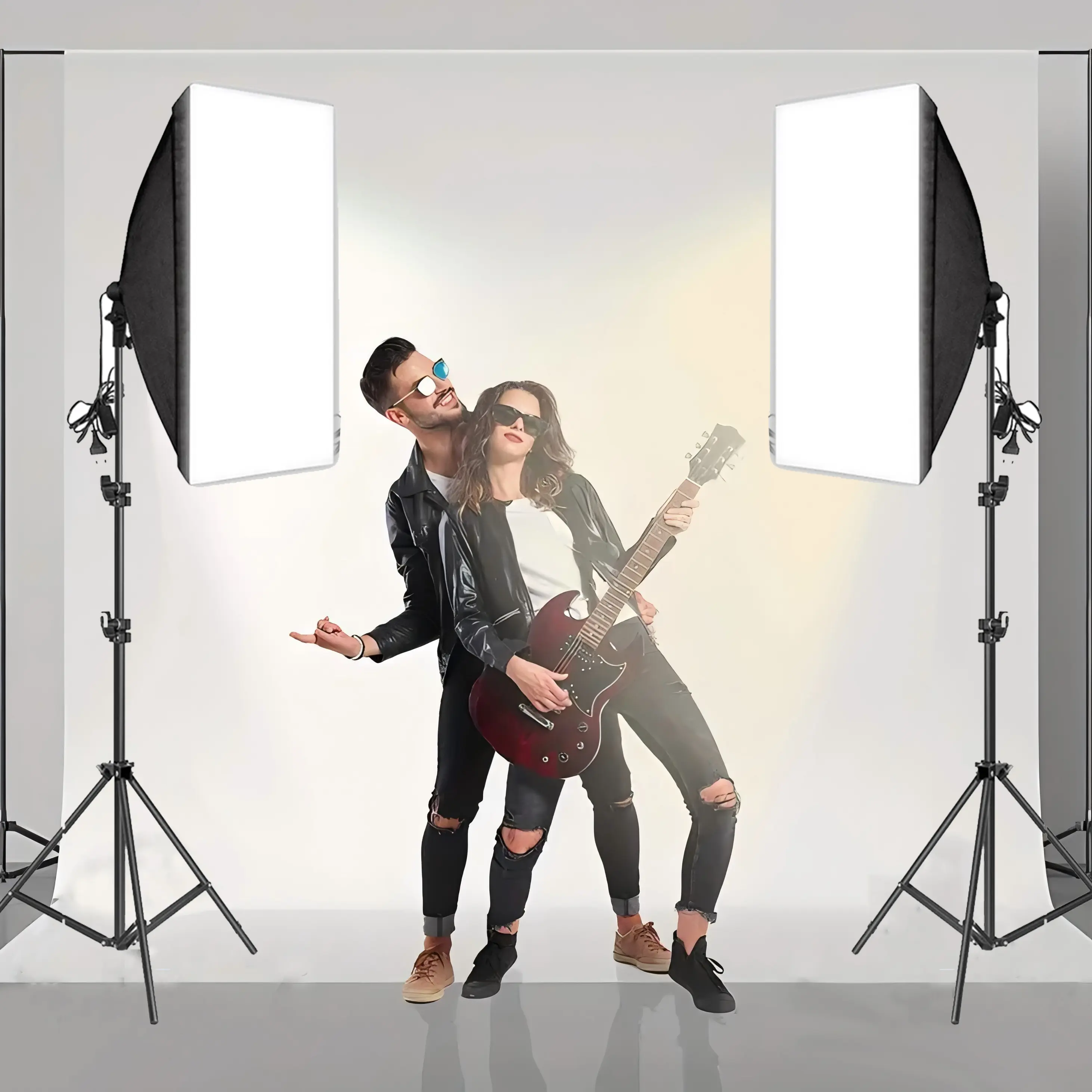 Professional Photography Softbox Continuous Light System (No Bulb Included) – Live Stream Equipment with US Plug, E27 Socket, 63in-200cm 360° Stand Tripod Combo, Indoor Use for Photographers, YouTube Live Streaming