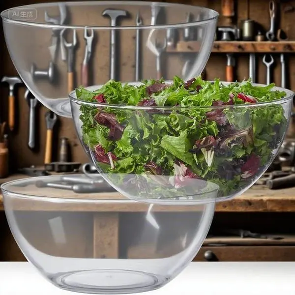 3-Piece Reusable BPA-Free Serving Bowls |   10-Inch Clear Acrylic Salad Bowls |   135 oz. Capacity Dishwasher Safe |   Made in USA Durable Plastic Bowls |   Lightweight Shatterproof for Entertaining
