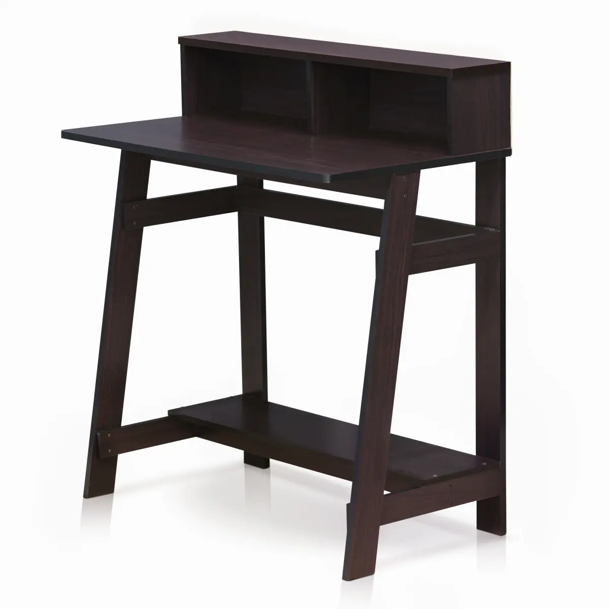 212 MAIN A-Frame Composite Wood Study Table - Modern Wood Desk, Home Office Desk with Built-In Hutch, Dark Walnut Finish, Composite Wood Desks