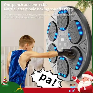 Electronic Kids Punching Game with LED Lights Music Boxing Target Wall-mounted Fitness Toy Adjustable Speed Volume Punching Equipment for Home Sports Chrismats Gift Set