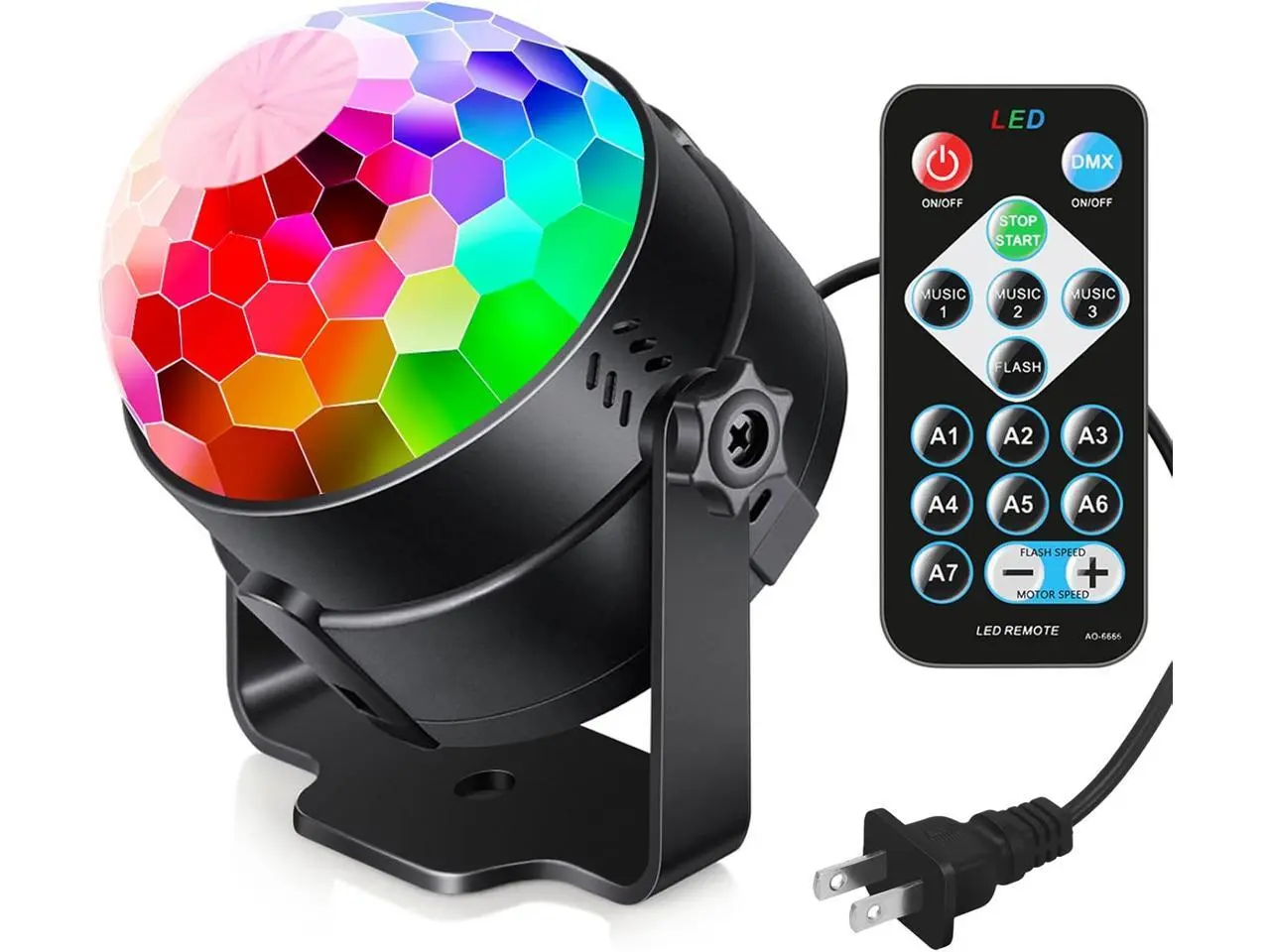 Sound Activated Party Lights with Remote DJ Lighting, Disco Ball Strobe Stage Light for Home Room Dance Parties Birthday Karaoke Stocking Stuffers New Years Eve Halloween Christmas Decoration