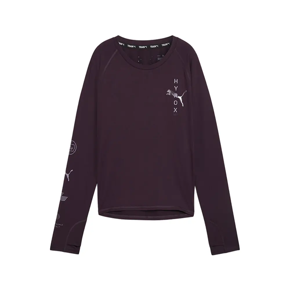 PUMA Womens X Hyrox Run Cloudspun Crew Neck Long Sleeve Casual Tops Casual - Purple