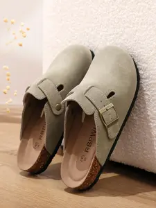 Suede Clogs For Women And Men  with Arch Support-Stylish Leather Mules for Men and Women, Comfortable Potato Shoes with Arch Support for All-Day Comfor