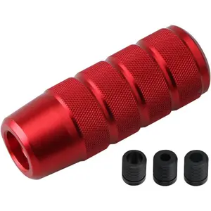 Universal Weighted Aluminum Gear Shift Knob - 95mm with 3 Adapters (M8, M10, M12) for Manual Cars Red Truck Vehicle Gearshifter