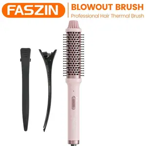 Negative Ion Single Thermal Brush, 2 Inch Curler with 30s Fast Heat-Up, Ceramic Tourmaline Coating, Easy Use Christmas Gift Tool
