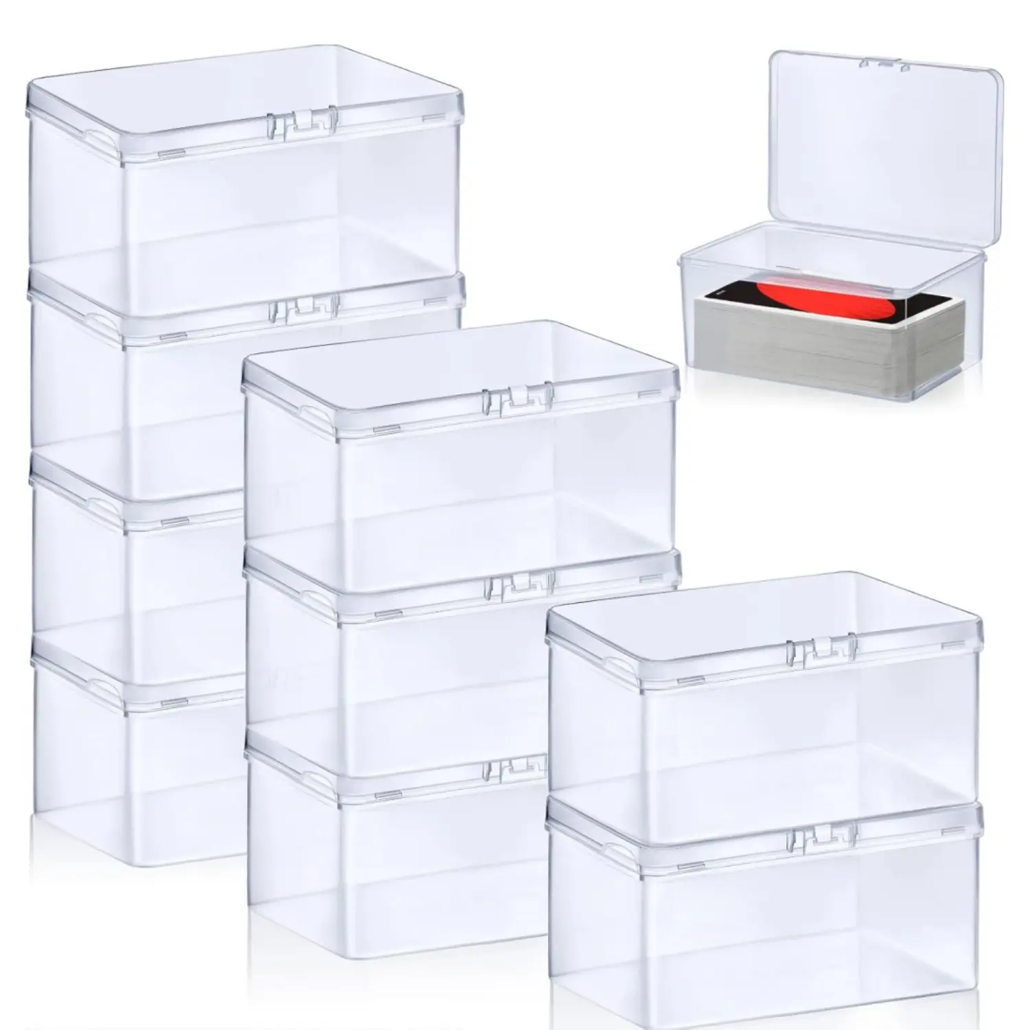 10PCS Plastic Game Card Storage Box, Playing Cards Box, Clear High Capacity Playing Card Case Storage Boxs Organizer Compatible, 4.33 x 2.95 x 2.17 Inch (No Cards)