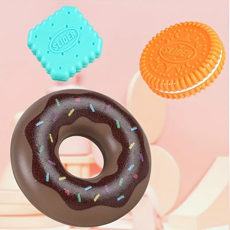Magnetic fingertip slider (set of 1), magnetic decompression toy block EDC push card, EDC Fidget Slider, creative and novel magnetic decompression biscuit donut push card, fingertip slider decompression toy, Stress Relief Fidget, Stress Relief Tools