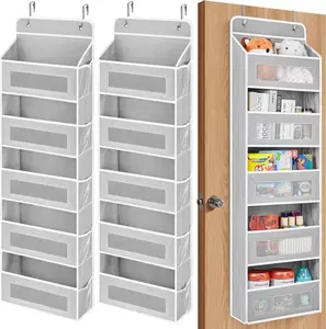 Multi-purpose Over Door Storage Organizer with Sturdy Hanging Hooks, Wall Hanging Closet Organizer for Nursery, Pantry and Bathroom Use,Wall Mount Hanging Closet Organizer kitchen gadget clearance large side pocket