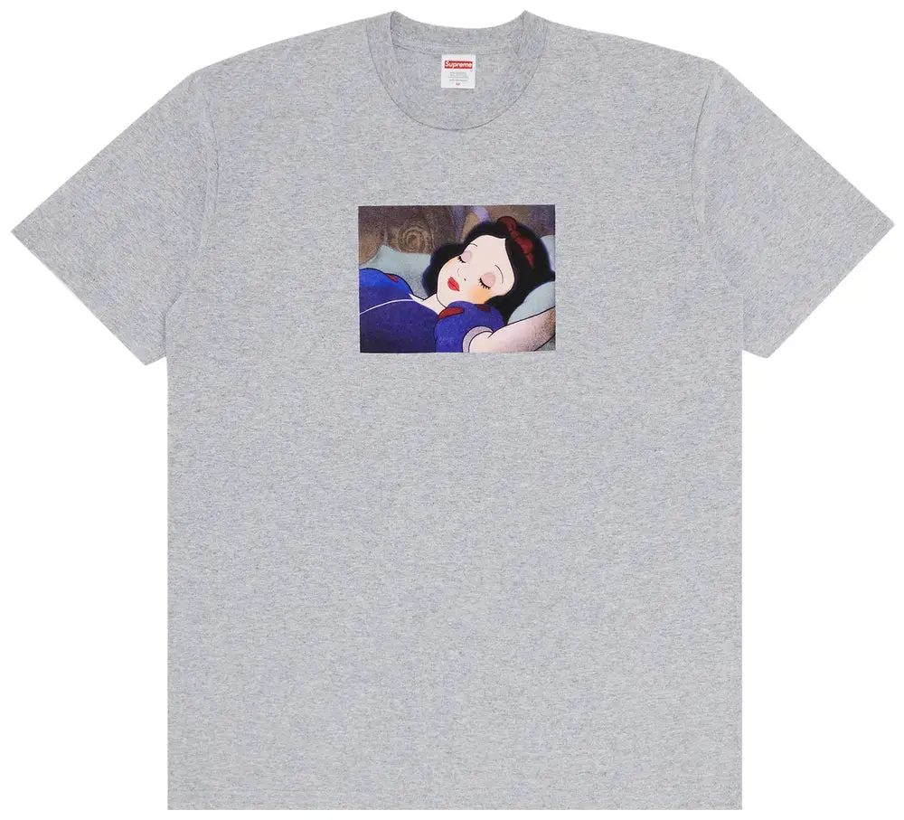 Supreme Snow White Tee Heather Grey Men's 100% Authentic Comfortable Everyday Wear Tshirt Gym Casual Soft Cotton Short Sleeve