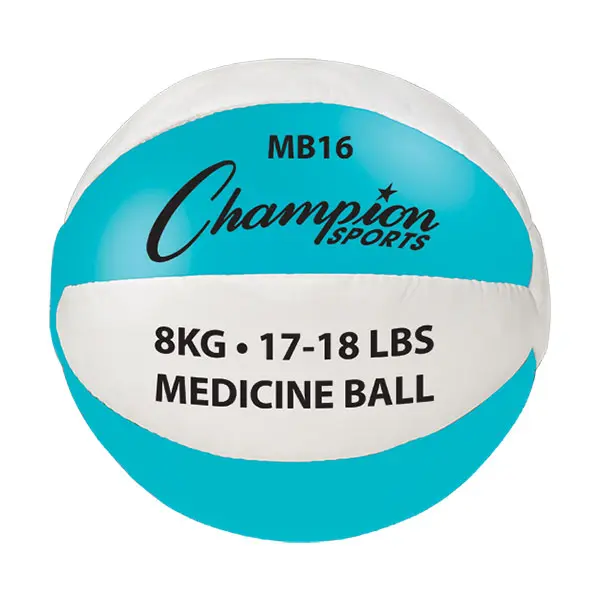 CHAMPION 17 lbs Medicine Ball - Teal & White Synthetic Leather Balance Training Equipment for Fitness, Cardio, Dynamic Muscle Training, Flexibility, Maximum Grip and Control, Ultra Durable Construction