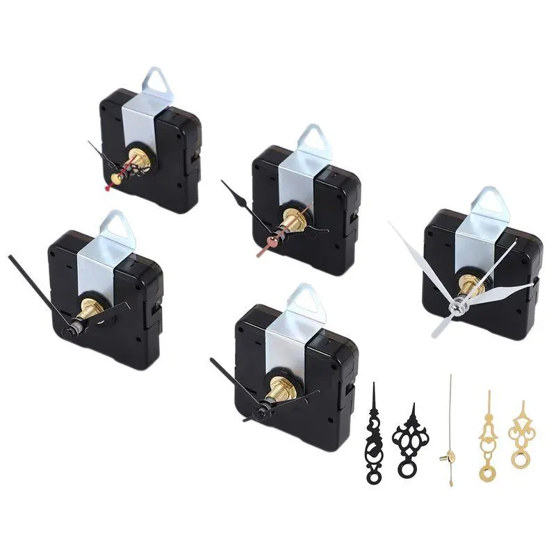 5 Pcs Clock Movement Mechanism Parts Silence Quartz DIY Wall Clock with 7 Different Pairs Clock Hands Replacement Kit