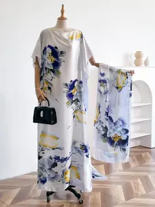 Women's Floral Print Dress & Scarf Set, Casual Elegant Set for Beach Vacation, Ladies Clothes Accessories