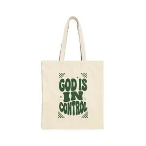 God Is In Control tote | Christian streetwear, groovy typography