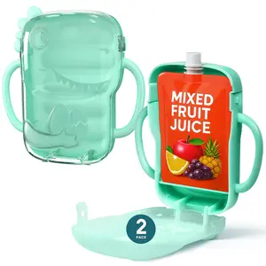 FLYBOK Baby Pouch Holder No Squeeze Pouch Food Pouches & Juice Box Holder - Anti-Squeeze Yogurt Pouch Reusable Toddler Essentials 2 Pack