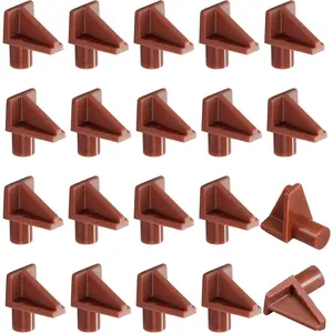 20pcs Brown 1/4 inch Plastic Shelf Pegs, Shelf Support Pins Cabinet Shelf Clips Holder for Bookcase Cabinets Shelves Cupboard