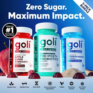 3 Bottles of Goli Ashwagandha & Vitamin D Gummy - Mixed Berry, KSM-66, Vegan, Plant Based, Non-GMO, Gluten & Gelatin Free