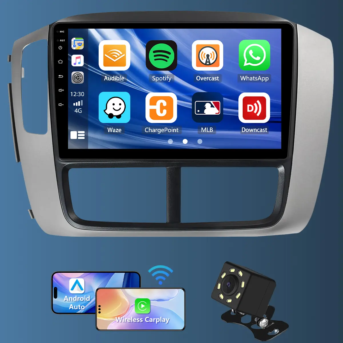 Wireless Carplay Stereo - 9" Touchscreen Car Video Player for 2006-2008 Honda Pilot, 2+32G, GPS Navigation, AHD Backup Camera, WiFi, Android Auto, Supports Spanish, Russian, Korean, Italian, Carplay Screen