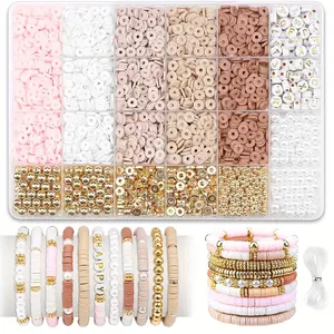 2850 Pieces Large Capacity Flat Beads + Elastic Rope, Multi-Color DIY Bracelet Kit, Adult Handmade Gift Set, Craft Supplies, DIY Beads Assortment