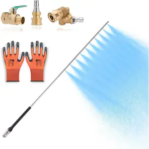 24" Upgraded Radiator Cleaning Wand, Radiator Flush Tool with Adapter, 10 Linear Water Outlet Holes, Includes Nozzles Quick Couplers Max 4500PSI  Washer, Fit Over Household , , RV