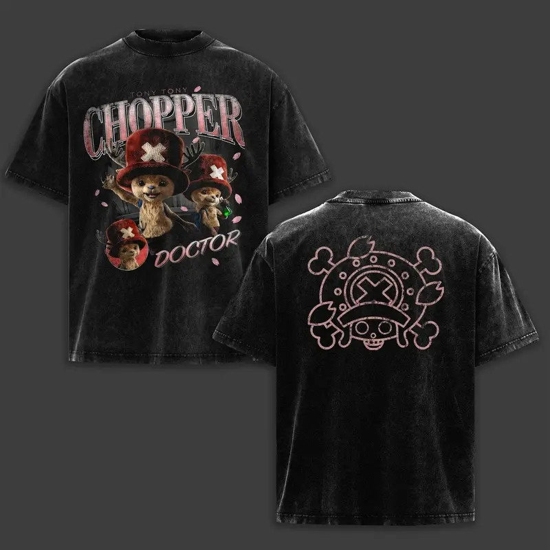 Retro Vintage Tony Tony Chopper Tee Washed – Doctor Reindeer Monster Point Anime Manga Fan Gift Present Vintage Washed Heavy Cotton Oversized Graphic Design Top Premium Cotton Retro Unisex Streetwear T-Shirt Clothes Menswear Womenswear Apparel Classic