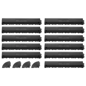 VEVOR Transition Edge Kit, 11-Piece, Durable Straight Garage Floor Edging, PP Material, Easy Installation, Edge Protection for Wet Area Restaurant Pool, Only Compatible with VEVOR Drainage Mats, Black