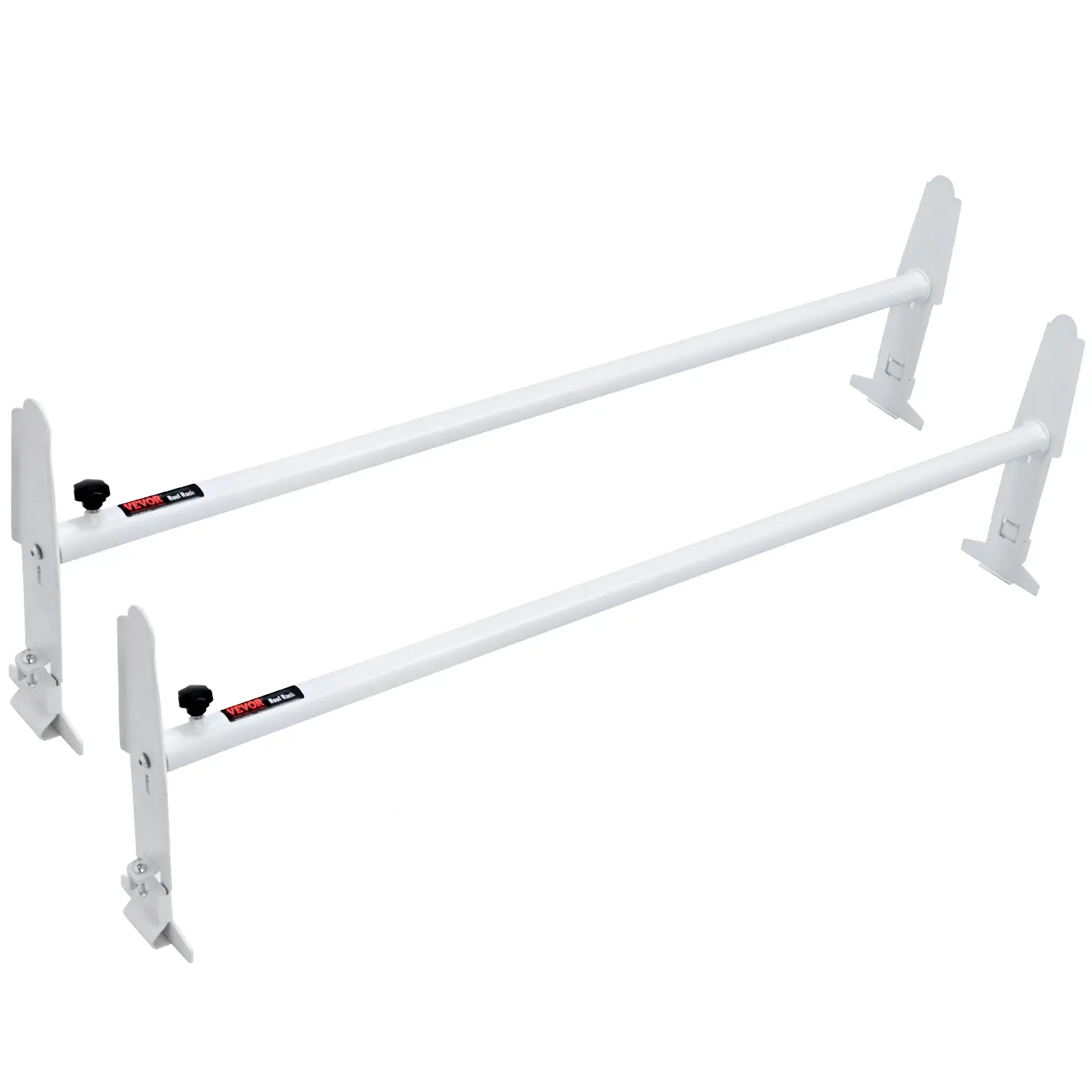 【Summerfinds】VEVOR Van Roof Ladder Rack (Roof Racks), 2 Adjustable Bars Alloy Steel, 47.2"-78.7" Length, 6.3"-7.7" Height, Side Rope Hooks, 500 lbs Capacity, Rustproof Clip-On Mount, Fits Full-Size Vans with Rain Gutter (Chevrolet Express/GMC Savana), Fit