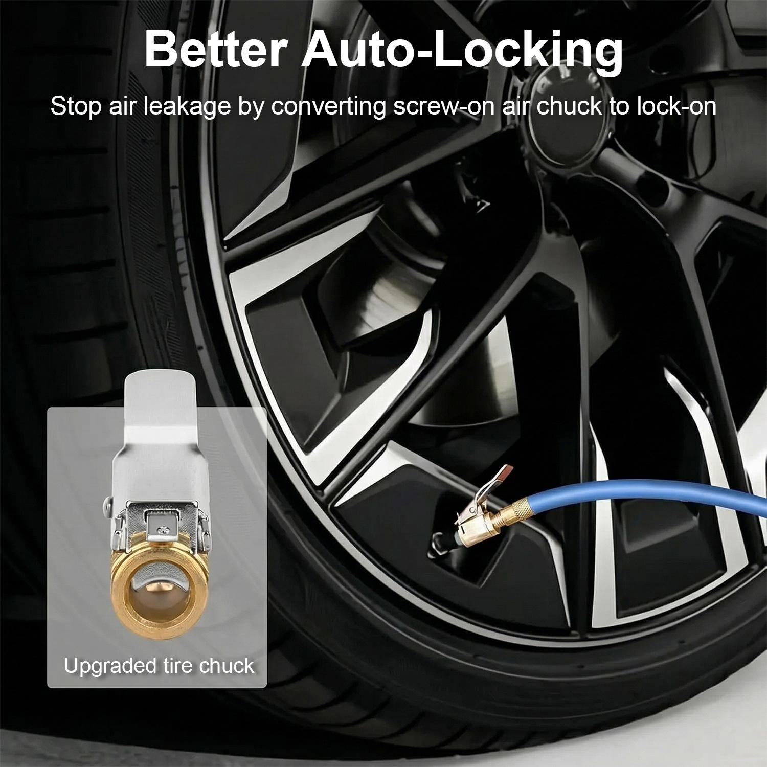 1/2 Pcs Brass Locking Tire Air Chuck, Tire Inflator Hose Adapter for Twist On Connection Convert to Lock On, No Air Leakage Air Compressor Pump Clip On Tire Chucks, Tire Nozzle with Tire Valve Thread