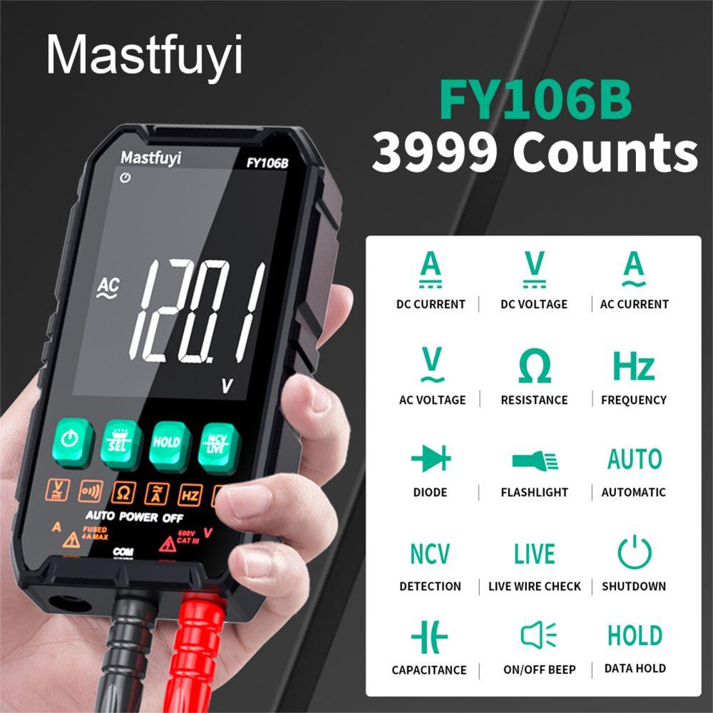 FY106 Smart Multimeter Mini Digital Multimeter 3999Counts Auto-Ranging CAT III 600V Professional Voltage Multimeter Multimeter Test Leads Multimeter Tester FY106 Smart Multimeter Mini Digital Multimeter 3999Counts Auto-Ranging CAT III 600V Professional Voltage Multimeter Multimeter Test Leads Multimeter Tester
