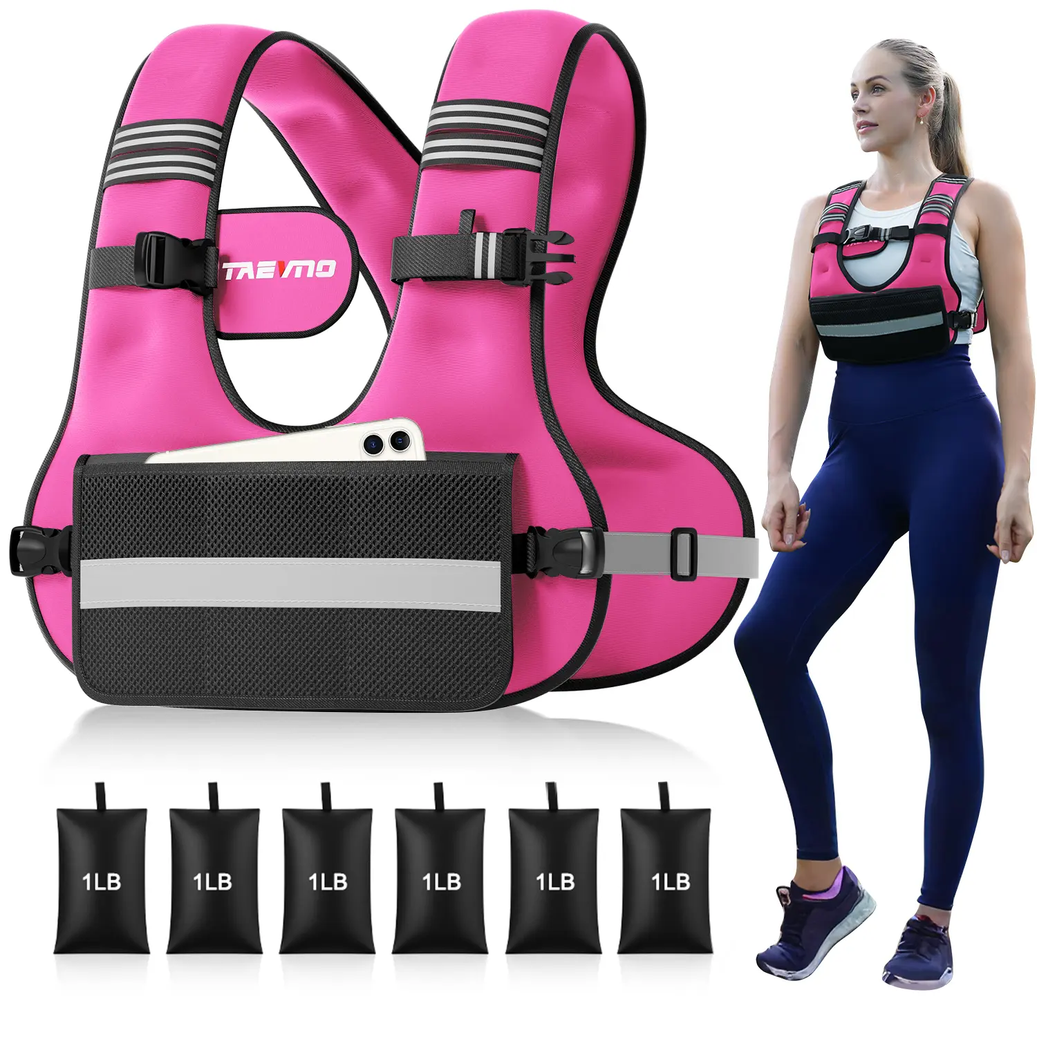 Adjustable Weighted Vest with Removable Weight Packs (6-12 lbs/12-20 lbs/20-32 lbs) - Lightweight Training Fitness Equipment, Workout Gear with Reflective Strips, Sand Iron Bags for Strength Training, Men
