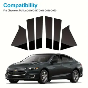 [6pcs Glossy Pillar Posts Trim] 6pcs Glossy Black Pillar Posts Door Trim Cover Decorations For Chevrolet Malibu 2016 2017 2018 2019 2020