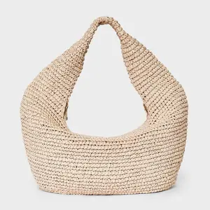 Straw Crescent XL Tote Handbag - Universal Thread Natural
