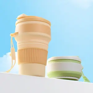 Foldable Reusable Cup - 12 Oz Leak-Proof Travel Coffee Mug, Silicone Material, Portable for Hiking, Camping, Office Use, Lightweight & Easy Clean