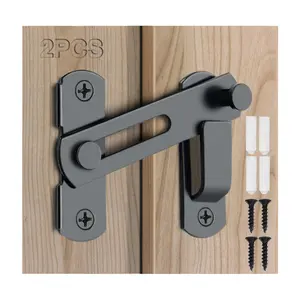 2PCS Barn Door Lock – 180° Flip Sliding Latches for Barn, Pet, Sliding Doors, Garage, Bathroom, Outdoor (Black)