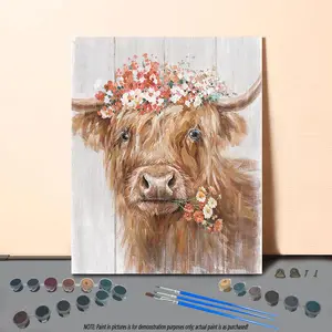 Highland Cow Pattern DIY Painting By Numbers Kit, 1 Set DIY Paint By Number Kit without Frame, Wall Art Decoration for Home Living Room Bedroom