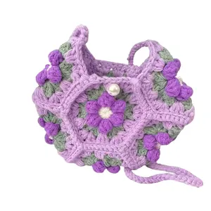 Unique Knitted Flower Crochet Purse | Cute Handcrafted Gift Bag For Her