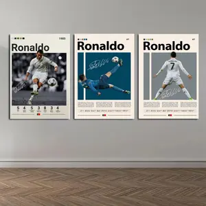 Set of 3 Cristiano Ronaldo Poster FRAMED , Soccer Print, CR7 Print Decor, Football Legend, Ronaldo Portugal Print, Sports Wall Art, Ronaldo Fan Gift Border Decoration Room Christmas decorations