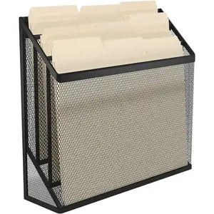 3 Tiers File Folder Organizer, Desk Sorter, Black Mesh Organizer