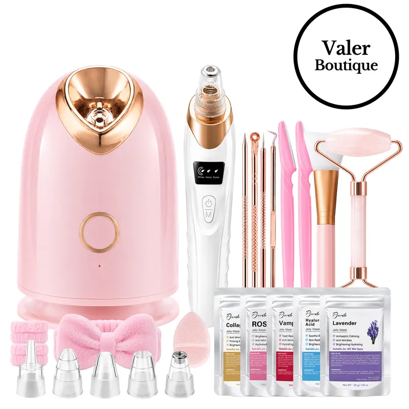 Pjordo-Facial Steamer Spa Kit with 7 Skin Care Tools, Blackhead Remover Tool facial care gift sets for women,Mother's Day's prefect gift