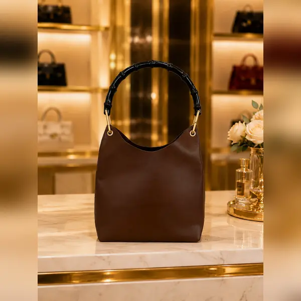 Pre-owned GUCCI Italy Tote Bags Bamboo Handle Leather Hobo Bag Brown Gold Hardware LA23267396