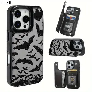 Cool Bat iPhone Wallet Case - Unique Dark Pattern Card Holder for iPhone 17/16/15 Pro Max 14 Plus/13/12/11 Pro Air