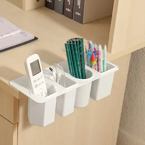 1ps Japanese-style Pasting Tableside Cabinet Side Large-Capacity Quad-Compartment Cosmetic And Stationery Storage Box Pencil Box Desk Organizer Office Desk Accessories