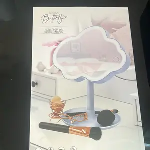 Cloud-shaped mirror (plastic or acrylic frame) * Built-in LED lights (often touch-controlled) * Tabletop stand (some can also mount on wall)