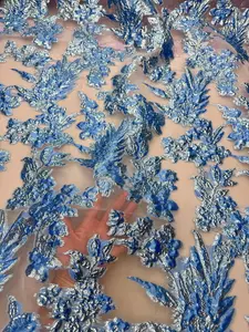 Baby Blue Organza Burnout Brocade